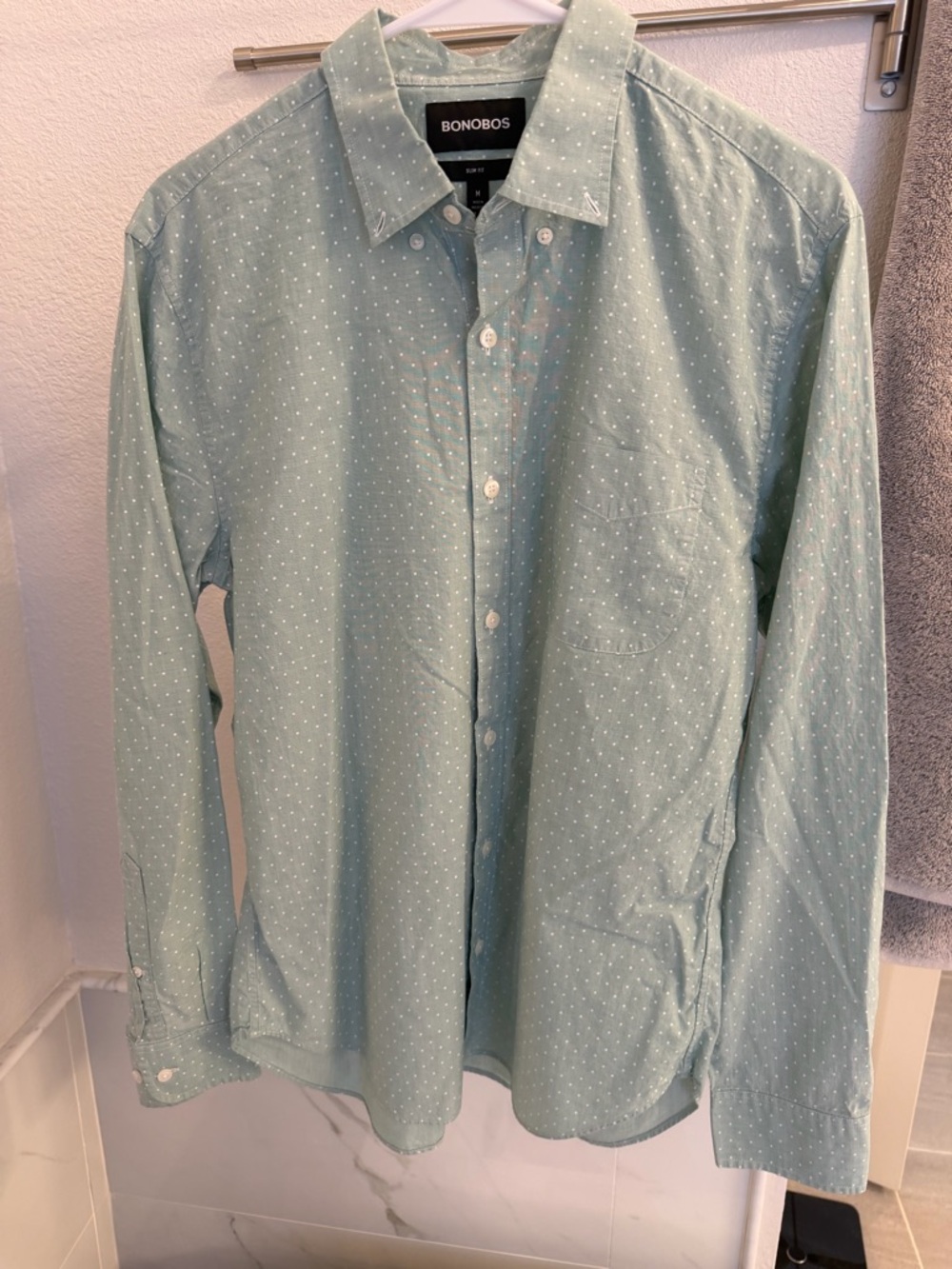 Bonobos Mint Green Micro Dot Long-Sleeve Button-Down Shirt